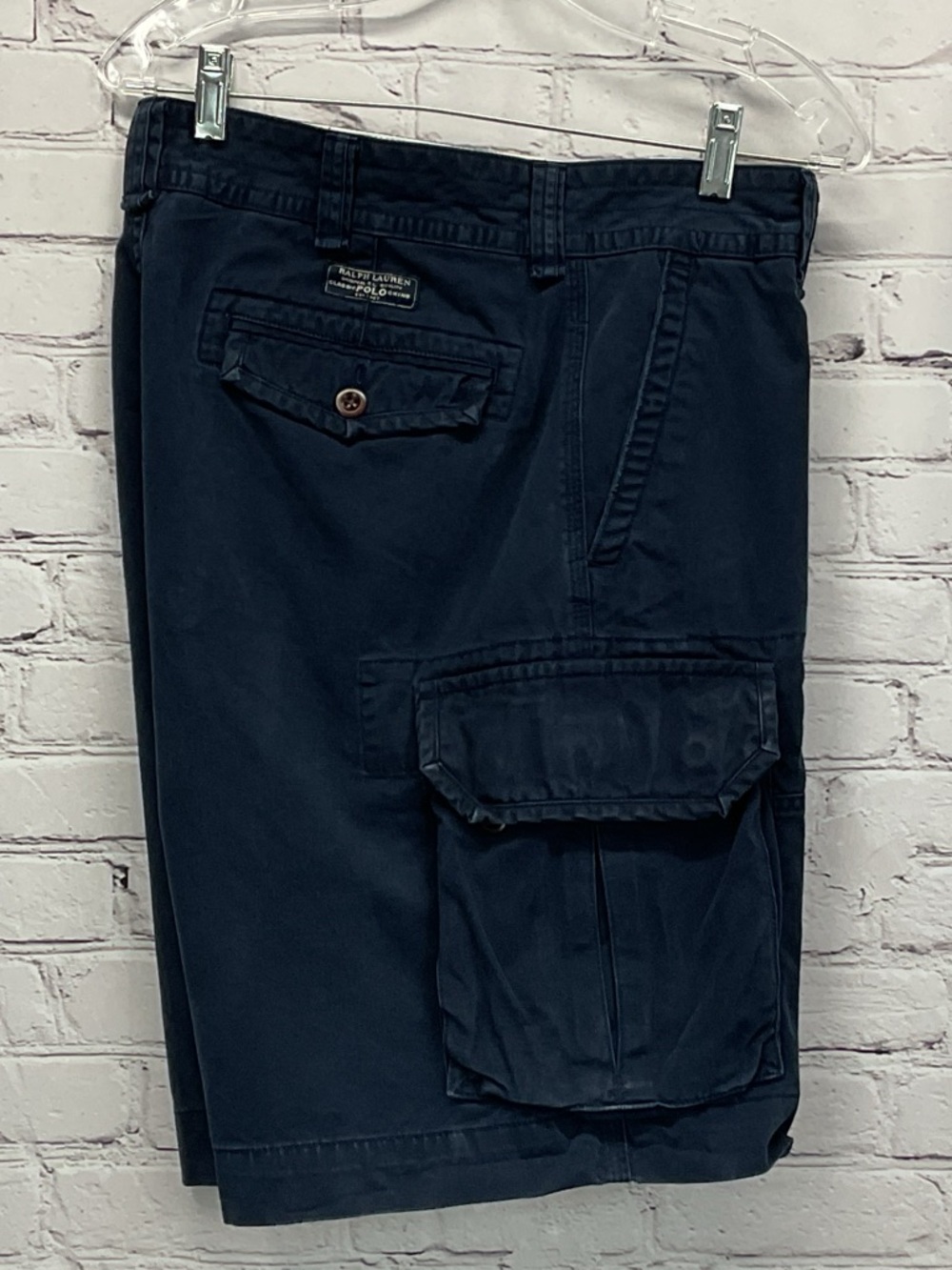 Polo Ralph Lauren Shorts Men's 36 Navy Cargo Pockets Flat Front Vacation Outdoor
